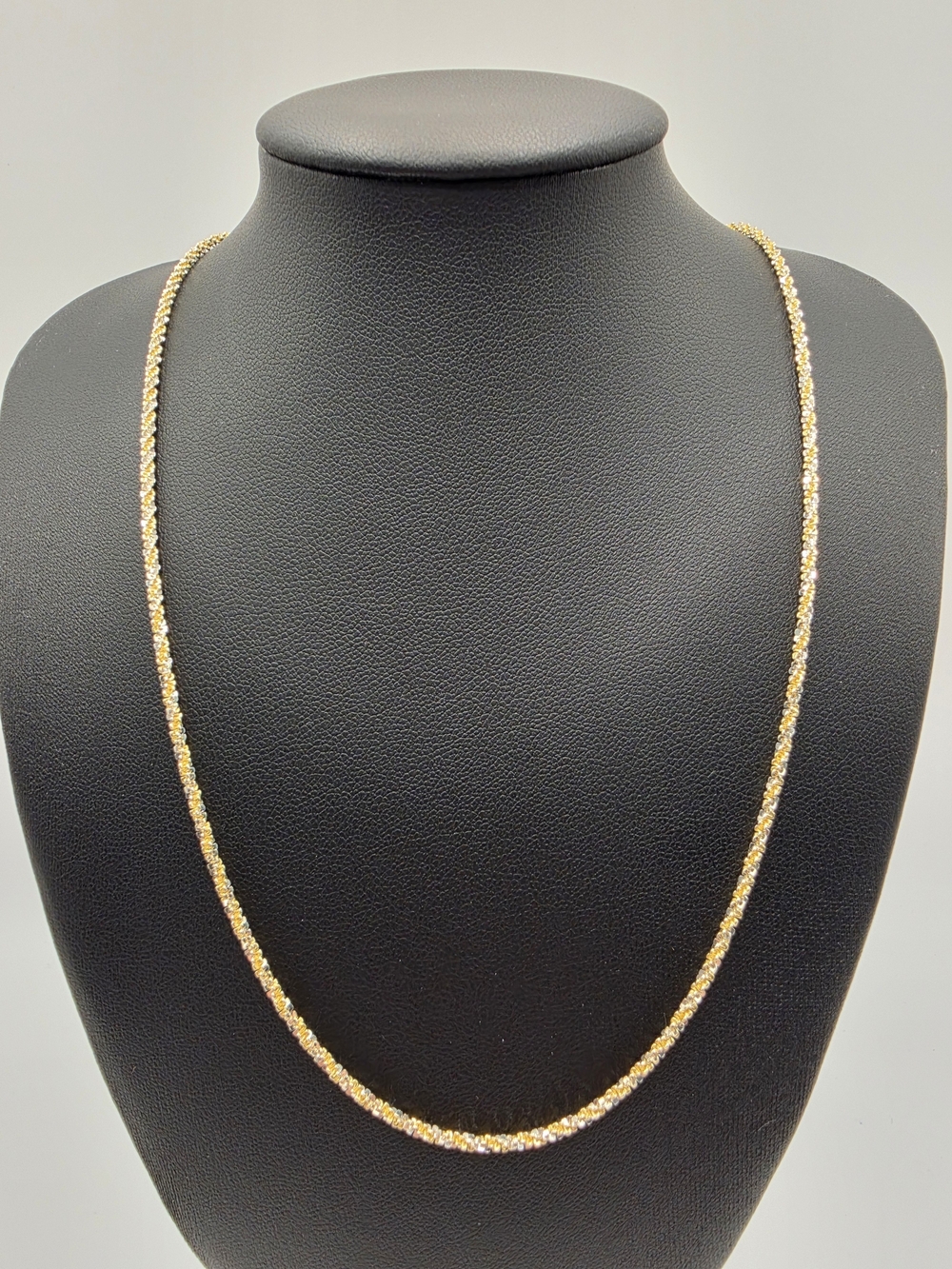 16 Inch Twisted Two Tone Rock Rope Gold Over S925